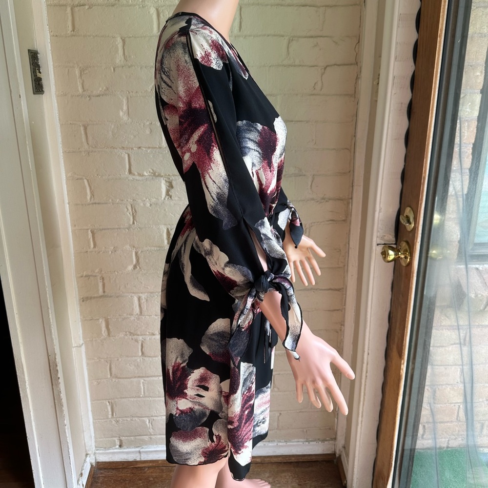 Charlotte Russe size small floral black cream purple summer dress - Picture 4 of 13